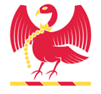 Cardinal Community Swan - stylised cardinal swan with golden chain